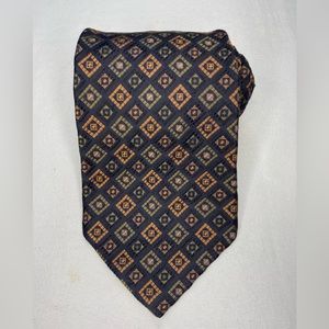 Robert Talbott Best of Class Neck Tie Silk Black Brown Squares Hubert White